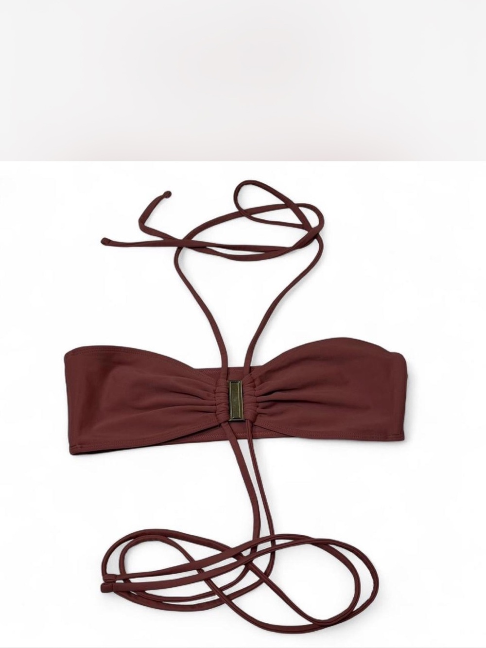 Jonny Cota Bandeau Bikini Top Women’s Medium Rust Wrap Tie Split Buckle Swim Top